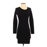 H&M Casual Dress - Sweater Dress Crew Neck Long Sleeve: Black Solid Dresses - Women's Size X-Small