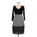 Femme Fatale Casual Dress - Midi: Black Chevron/Herringbone Dresses - Women's Size 1