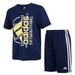 Adidas Matching Sets | Adidas Boys Poly Melange Tee Shirt & Shorts Set Outfit Navy Sz 4 5 | Color: Blue | Size: Various