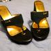 Coach Shoes | Coach Pair Of Wedge Black & Gold Sandals | Color: Black/Gold | Size: 8