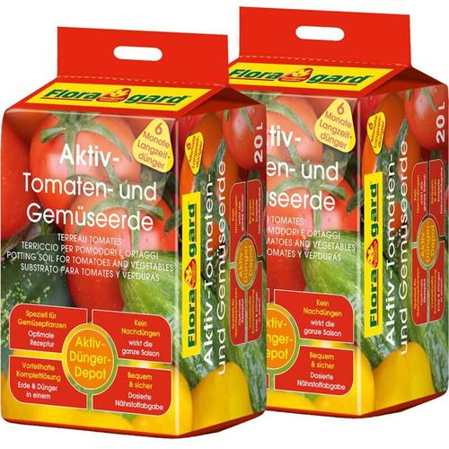 Floragard - Aktiv Tomaten & Gemüseerde mit Guano und Langzeitdünger 40L (2 x 20 l)