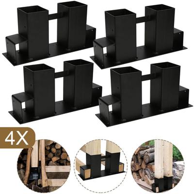 Hengda 4er Stapelhilfe Holzstapelhilfe Brennholz Kaminholzregal Holzstapelhalter Kaminholz Verzinkt Image