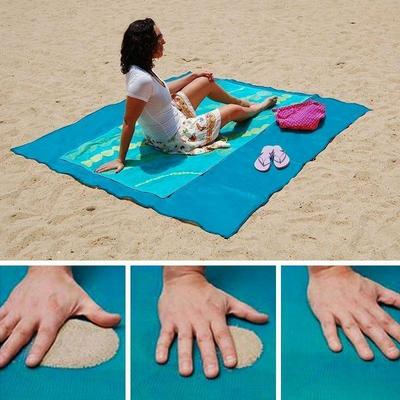 Shop-story - sand free mat : Strandtuch Anti-Sand-Handtuch mit Haken - 150 x 200 cm Blau Image