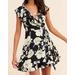 Free People Dresses | New Free People Floral V-Neck Dress | Color: Black/Cream | Size: Various