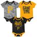 Newborn & Infant Pittsburgh Pirates Black/Gold/Heathered Gray Game Time Three-Piece Bodysuit Set