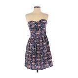 Bebop Casual Dress - A-Line: Blue Floral Dresses - Women's Size Small