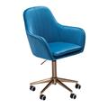 FineBuy Schreibtischstuhl Samt Blau Drehstuhl mit Lehne 120 kg Schalenstuhl Stuhl