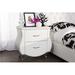 Rosdorf Park Stella Faux Leather Nightstand W/Chrome Legs Wood/Upholstered/Metal in White | 16.19 H x 25.16 W x 24.38 D in | Wayfair