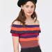 Urban Outfitters Tops | Kimchi Blue Urban Outfitters Riley Off The Shoulder Ruffle Crop Top | Color: Orange/Purple | Size: M