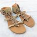 Anthropologie Shoes | Lucky Penny 7 B Ankle Strep Yo-Yo Flat Sandals | Color: Gold/Tan | Size: 7