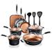 Nutrichef 14 Piece Aluminum Nonstick Cookware Set Non Stick/Aluminum in Black/Gray | Wayfair NCCWALN14.5