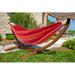 Bay Isle Home™ Vivere Holyoke Double Hammock w/ Solid Pine Arc Stand- Available in Sunbrella or Cotton in Red/White | 41 H x 47 W x 102 D in | Wayfair