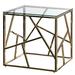 Everly Quinn Modern Square End Side Table, Tempered Glass Top Metal Coffee Table, Gold Stainless Steel/Glass in Yellow | Wayfair