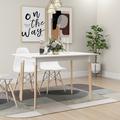 Corrigan Studio® Modern Dining Table, Rectangular Kitchen Table w/ Solid Wood Leg, White Wood in Brown/White | Wayfair