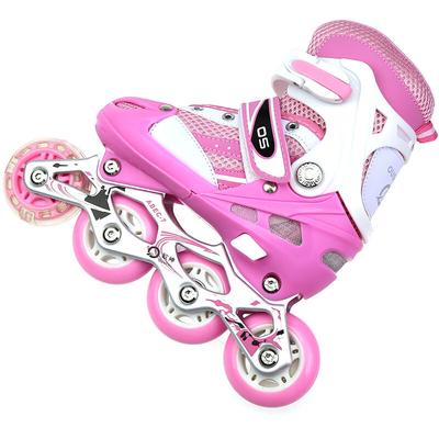 Kinder Rollschuhe Inlineskater Verstellbar Roller Skates blinkend [Rosa,M(35-38)] 41*35*11.5cm