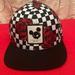 Disney Accessories | Disney Mickey Mouse Black & White Checkered With Red Roses Hat. Brand New | Color: Black/Red/White | Size: Os