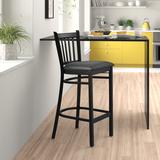 Winston Porter Clairah Series 43" Patio Bar Stool w/ Cushion Wood in Black | 43 H x 19 W x 24 D in | Wayfair XU-DG-6R6B-VRT-BAR-BLKV-GG