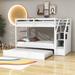 Dillander Twin Over Twin Standard Bunk Bed w/ Trundle by Harriet Bee, Wood in White | 61.4 H x 42.4 W x 94.4 D in | Wayfair