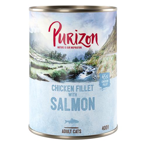 24x 400g Purizon Adult Hühnerfilet mit Lachs Katzenfutter nass