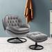 Leisure Chair - Grovelane Modern Velvet Accent Chair Leisure Chair w/ Ottoman Velvet in Black/Brown | 33.77 H x 31.74 W x 33.52 D in | Wayfair
