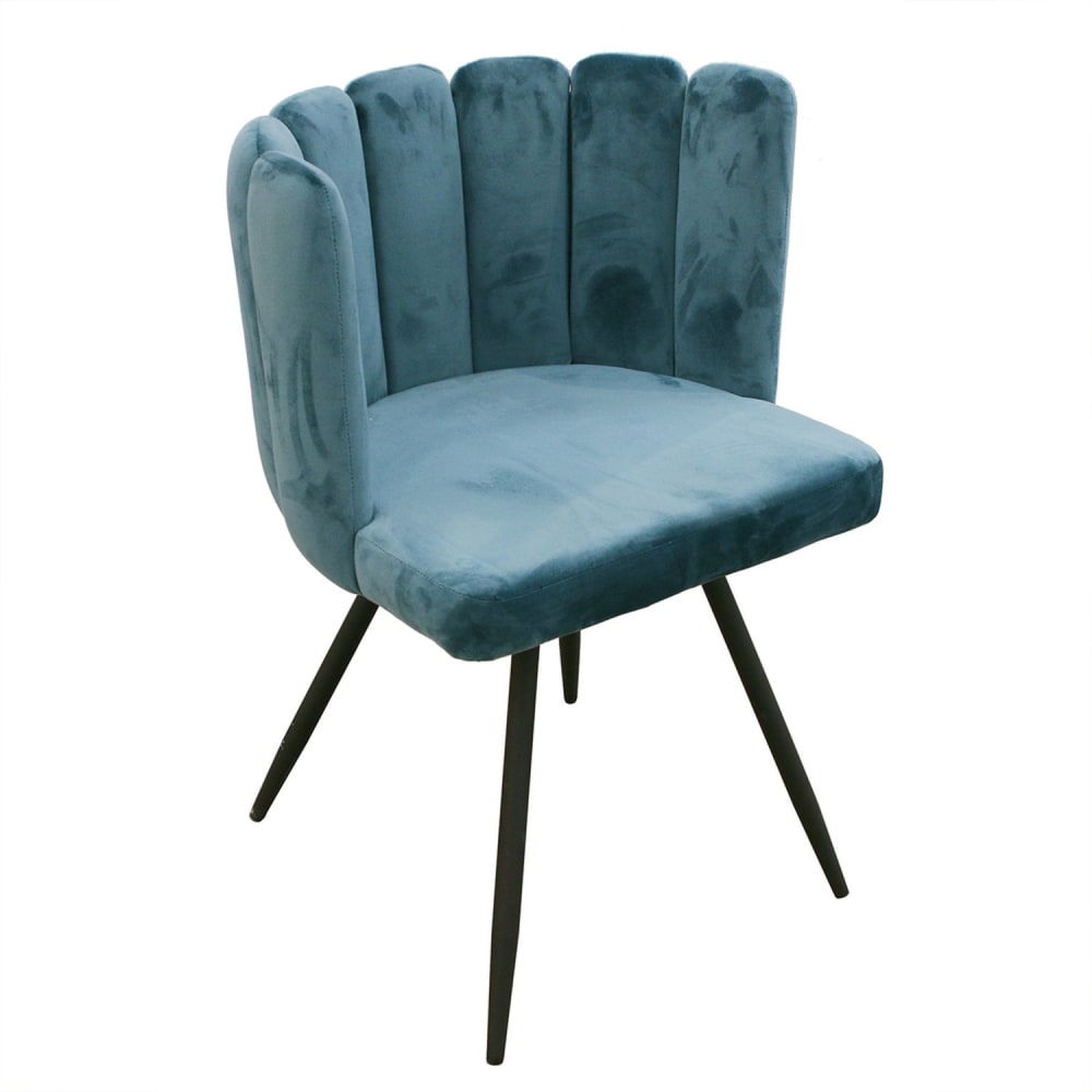 Chaise design effet velours bleu canard