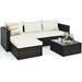 Costway 5 Pieces Patio Rattan Furniture Set with Coffee Table-Off White