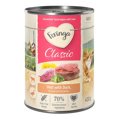 6x400g Duck, Veal Classic Meat Menu Feringa Wet Cat Food
