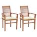 vidaXL Dining Chairs 2 pcs with Cream Cushions Solid Teak Wood - 24.4" x 22.2" x 37"