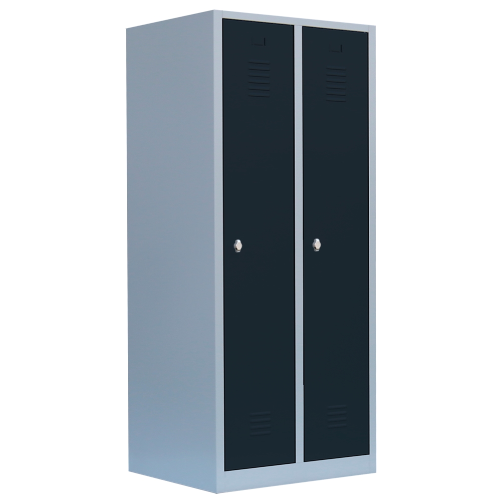 Lüllmann® Garderobenschrank, 2 Abteile, S/W-Trennung, 1800 x 800 x 500 mm, lichtgrau/anthrazit Image