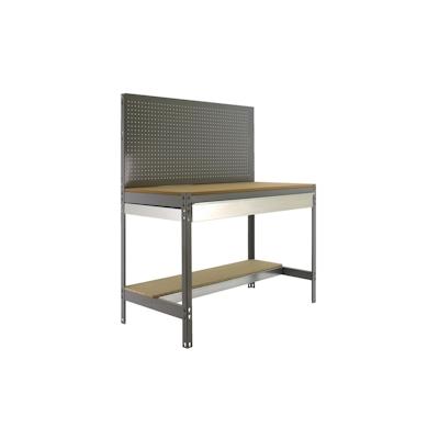 Proregal Werkbank Buffalo mit Werkzeugwand und Schubfach | HxBxT 84x120x61cm | Traglast 600kg | Grau Image