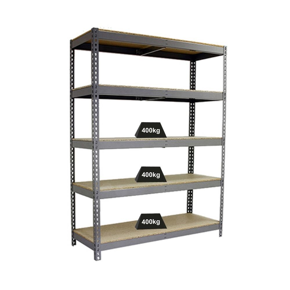 PROREGAL Schwerlastregal WOOD YETI FIVE | HxBxT 200x120x45cm | Fachlast 400kg | Grau | Standregal Lagerregal Image