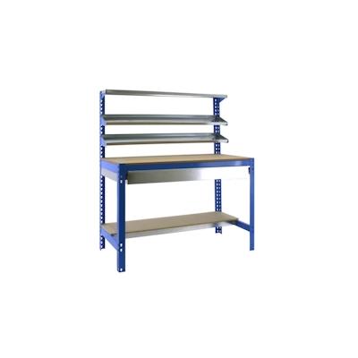 Proregal Werkbank Buffalo mit Frontablage und Schubfach | HxBxT 84x150x76cm | Traglast 600kg | Blau