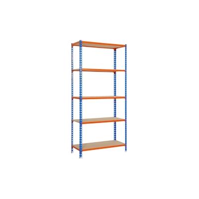 PROREGAL Schwerlastregal Muli | HxBxT 180x80x30cm| Fachlast 150kg | Blau-Orange | Lagerregal Kellerregal Werkstattregal Metallregal Image