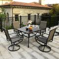 Red Barrel Studio® Square 4 - Person 37" Long Outdoor Dining Set Metal in Black | 37 W x 37 D in | Wayfair 221B53A6FA44405281186EC590A00F6B