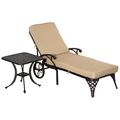 Canora Grey Outdoor Foldable Lounge Chair & Side Table Set w/ Adjustable Backrest & Wheels Patio Padded Aluminum Chaise Lounger Metal | Wayfair