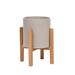 Mercury Row® Liam Round Modern Indoor Pot Planter w/ Wood Legs Wood/Ceramic/Stone in Gray | 13 H x 9 W x 9 D in | Wayfair