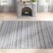 Gray/White 144 x 106 x 0.01 in Indoor/Outdoor Area Rug - Kelly Clarkson Home Valentin Striped Blue & Charcoal Indoor/Outdoor Area Rug Polypropylene | Wayfair