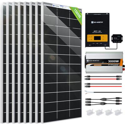 ECO-WORTHY 6kWh/Tag Solarpanel Balkonkraftwerk Solaranlange 1560W 24V für netzunabhängige:8 Stücke Image