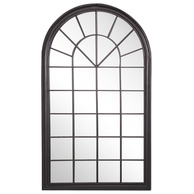 Wandspiegel Schwarz 77 x 130 cm Metall mit Glas Fensteroptik im Gotischen Stil