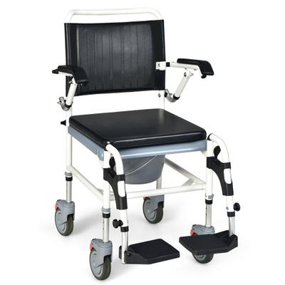 Costway 4-in-1 Bedside Commode Wheelchair with Detachable Bucket