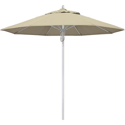 California Umbrella Newport Series 9' Pulley Lift Umbrella with 1 1/2" Silver Anodized Aluminum Pole - Sunbrella 1A Canopy - Antique Beige Fabric