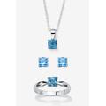 Women's 3-Piece Birthstone .925 Silver Necklace, Earring And Ring Set 18" by PalmBeach Jewelry in March (Size 8)