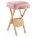 Saloniture 22.5" Tall Solid Wood Accent Stool Faux Leather/Wood/Upholstered/Leather in Brown | 24.5 H x 13 W x 13 D in | Wayfair SAL-STOOL-725-PINK