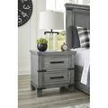 Signature Design by Ashley Russelyn 2 - Drawer Nightstand in Gray Wood in Brown/Gray | 27.76 H x 26 W x 18 D in | Wayfair B772-92