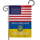 Americana Home & Garden Stand w/ Ukraine 2-Sided 1.54 x 1.08 ft. Garden Flag in Blue/Red/Yellow | 18.5 H x 13 W in | Wayfair