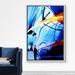 SIGNLEADER Framed Canvas Print Wall Art Blue Sports Car Speed Away w/ Orange Light Transportation Cars Illustrations Modern Art Urban For Living Roo Canvas | Wayfair