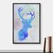 SIGNLEADER Framed Canvas Print Wall Art Spray Paint Effect Blue & Purple Elk Graffiti | 24 H x 16 W x 1.5 D in | Wayfair 8022271767484
