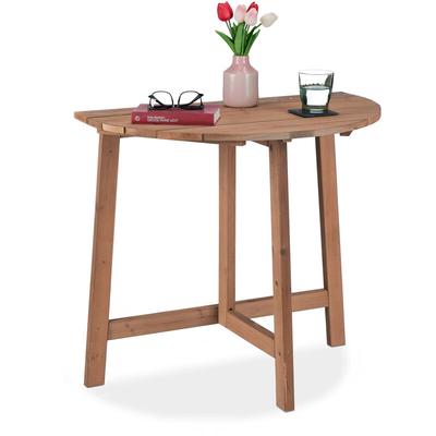 Klapptisch, halbrund, HxBxT: 74 x 80 x 50 cm, Balkon, Terrasse & Garten, Holz, Outdoor, Image