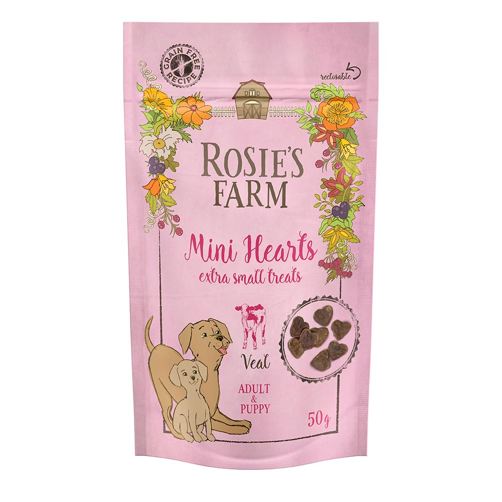 50g Veal Puppy Mini Hearts Rosie's Farm Dog Snacks