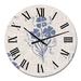 Designart 'Vintage Blue Farmhouse Flower I' Traditional wall clock